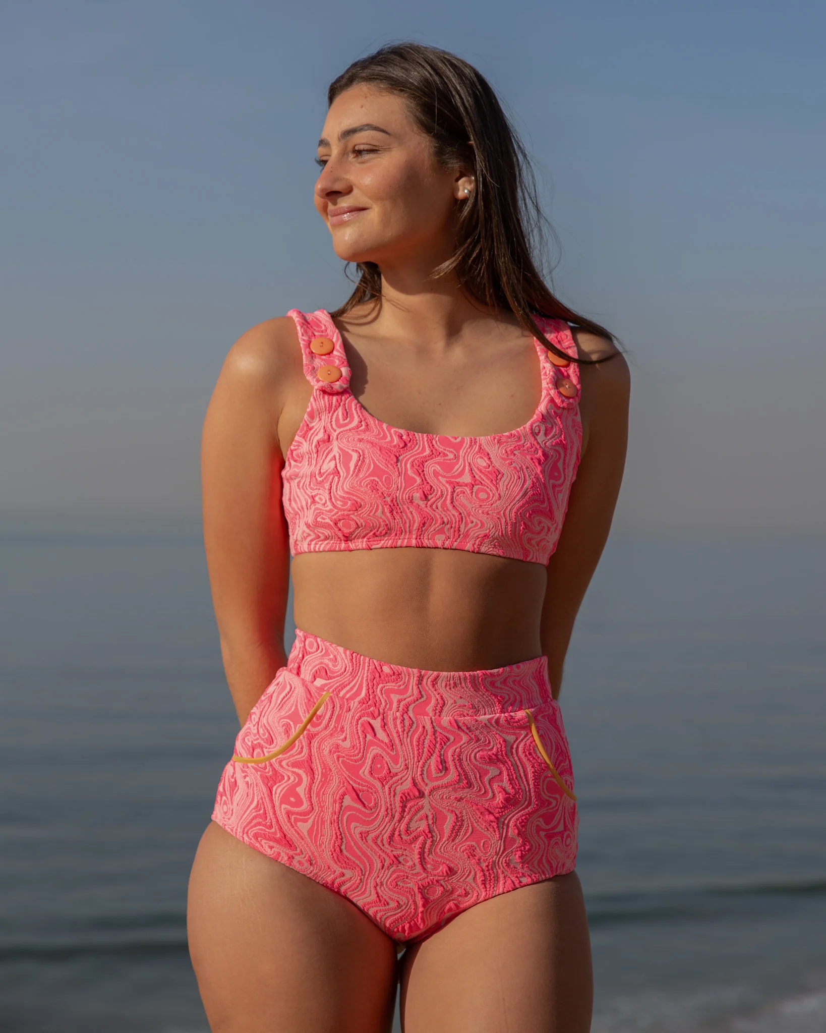 Georgia High Waist Bikini Bottom - Pink Glow - Image 7